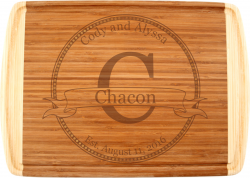 Circle Monogram Totally Bamboo 18" x 12.5" Groove Cutting Board